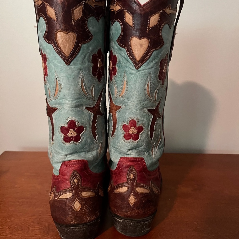 Old Gringo Golondrina Red and Turquoise Cowboy Boots - Picture 4 of 8